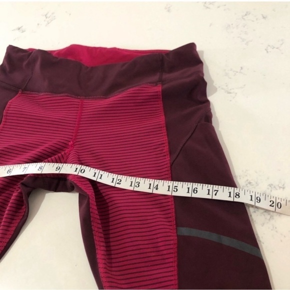 Lululemon low cut crop leggings side pockets red with stripes - Picture 13 of 15